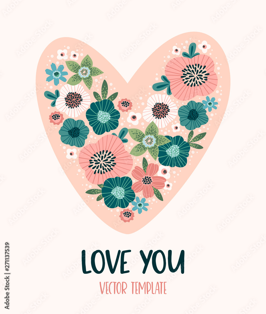 Vector floral design. Template for card, poster, flyer, t-shirt, home d cor and other use.