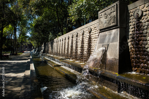 Fountain Wall in Park in Mexico City
