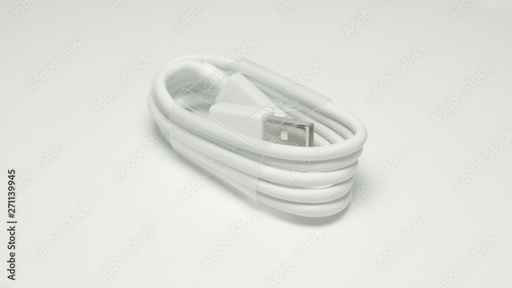 USB Data & Power Cable in high quality on white background USB Data & Power Cable in high quality on white background