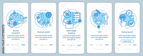 Startup onboarding mobile app page screen with linear concepts