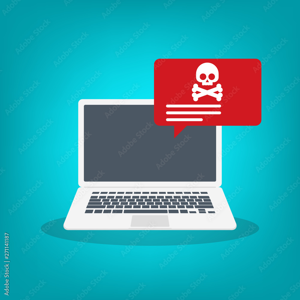Alert notification on laptop computer vector, malware concept, spam data, online scam, virus. Vector Alert notification on laptop computer vector, malware concept, spam data, online scam, virus. Vector