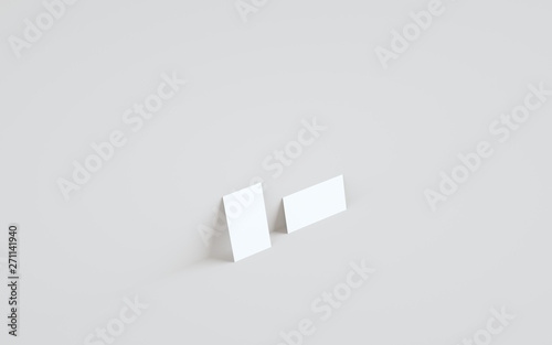 Business Card Mock-Up (3.5 x 2) Mock-Up - Two Cards Against Wall Background. 3D Illustration photo