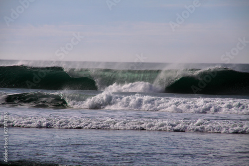 waves crashing on rocks