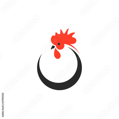 Rooster. Logo. Isolated chicken on white background