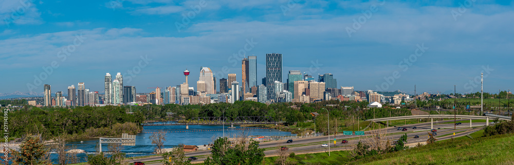 Calgary's skyline on a sunny day. 
