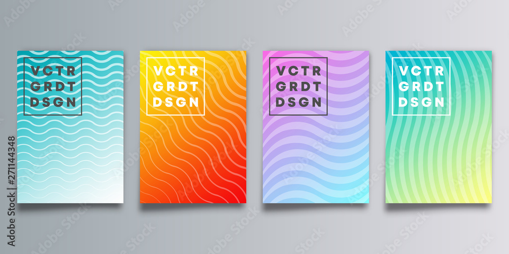 Set of colorful gradient cover with waves for flyer, poster, brochure, typography or other printing products