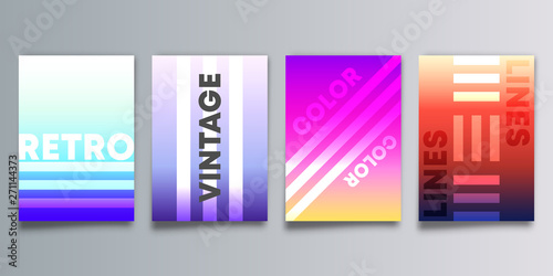 Set of colorful gradient cover with lines for flyer, poster, brochure, typography or other printing products
