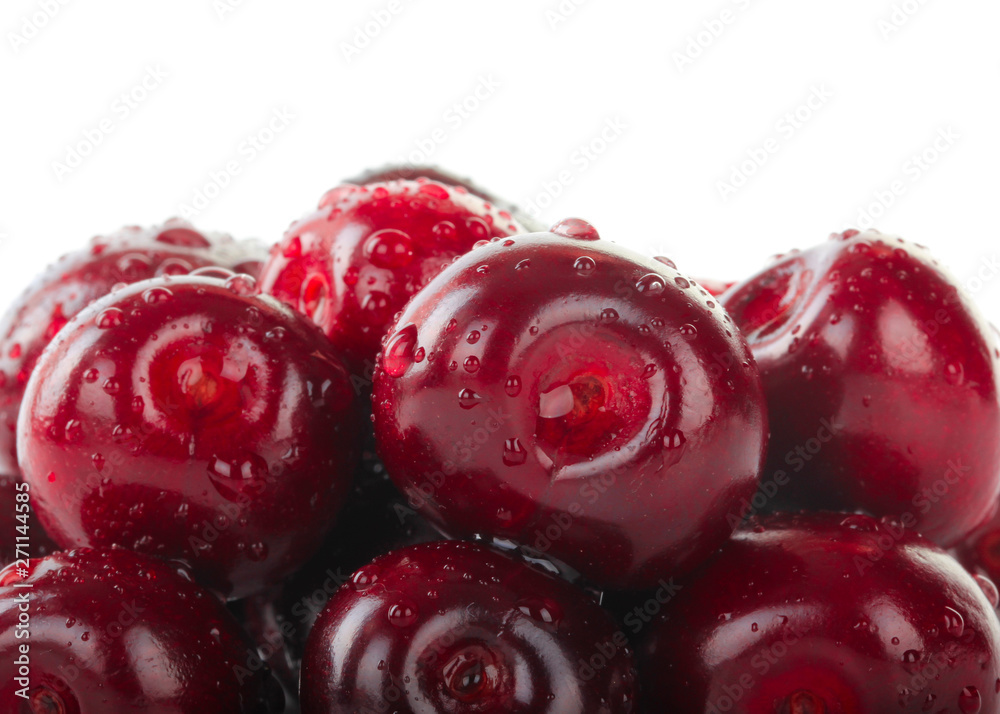 heap of red cherry isolated on white background heap of red cherry isolated on white background