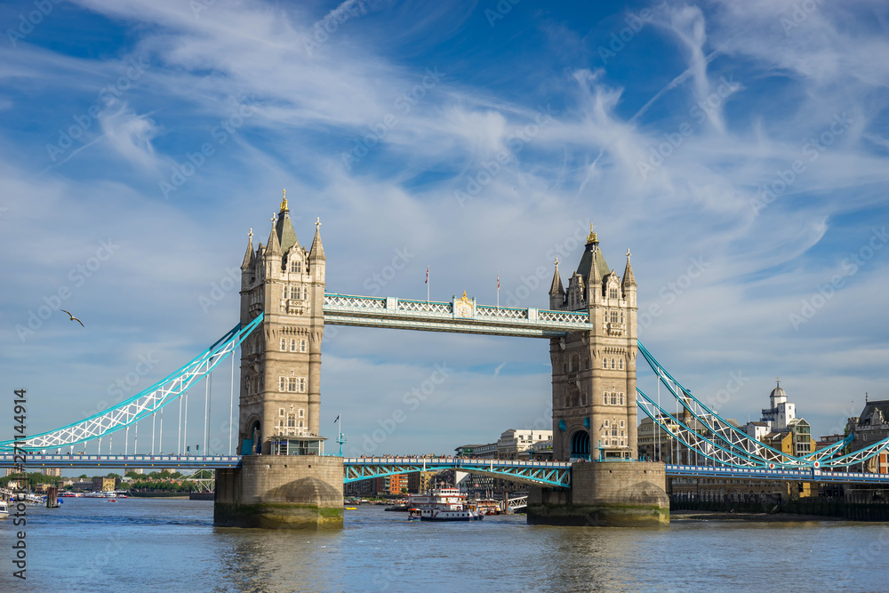 Tower Bridge in London at sunny day