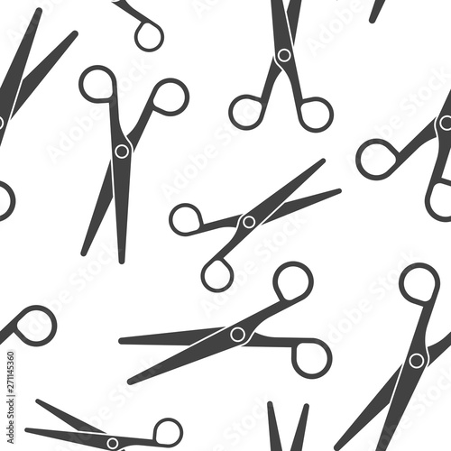 Vector scissors icon seamless pattern on a white background. Layers grouped for easy editing illustration. For your design