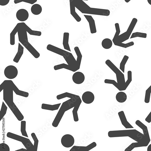 Vector icon of a walking pedestrian. Illustration of a walking man seamless pattern on a white background.