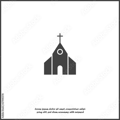 Church building icon. Vector religious church illustration icon on white isolated background. Layers grouped for easy editing illustration. For your design.