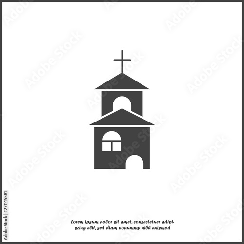Church building icon. Vector religious church illustration icon on white isolated background. Layers grouped for easy editing illustration. For your design.