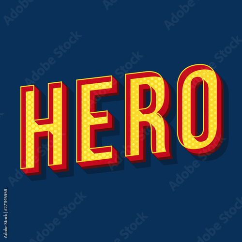 Hero vintage 3d vector lettering