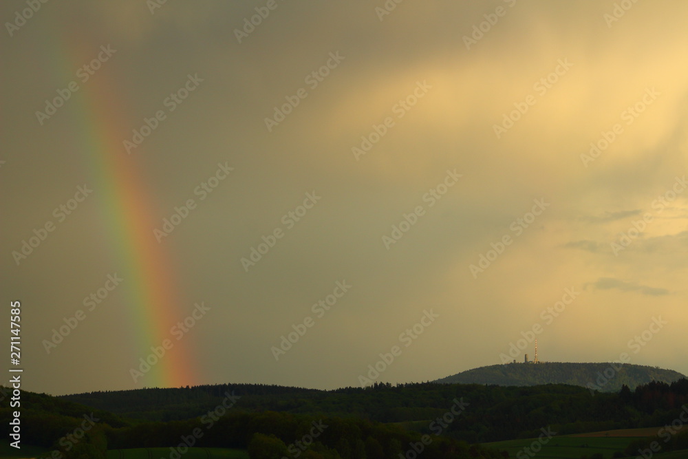 Inselsberg Thüringen. Regenbogen.