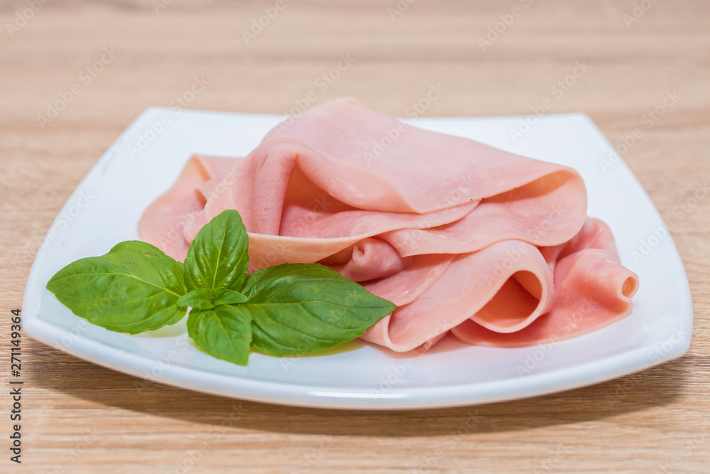 fresh cooked ham in slices