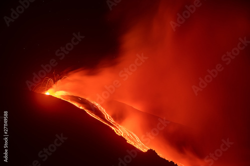 Volcano Etna during an incredible eruption