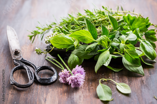 Bunch of different herbs for cooking
