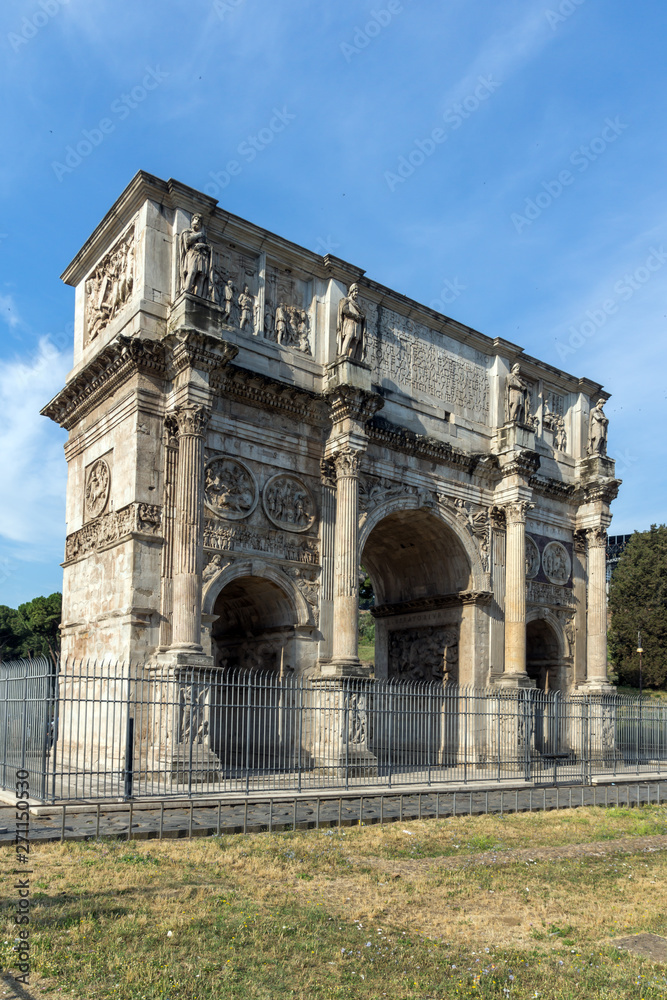 Arch of Constantine near Colosseum in city of Rome, Italy