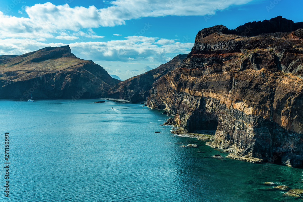 Panoramic landscape of a Scenic the rock canyons. Madeira - Ponta Sao Lourenco