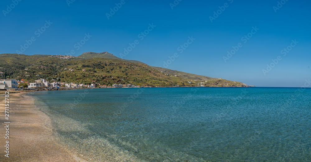 View of Korti beach in the island of Andros, Cyclades, Greece