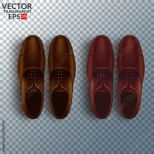 Shoes cosmetic care realistic set with brown men oxford boots isolated vector illustration