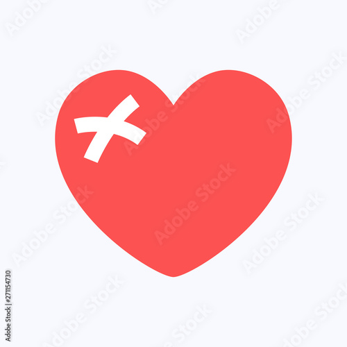 Red heartbreak or broken heart on white background