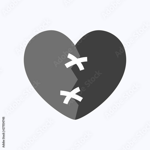Black heartbreak or broken heart on white background