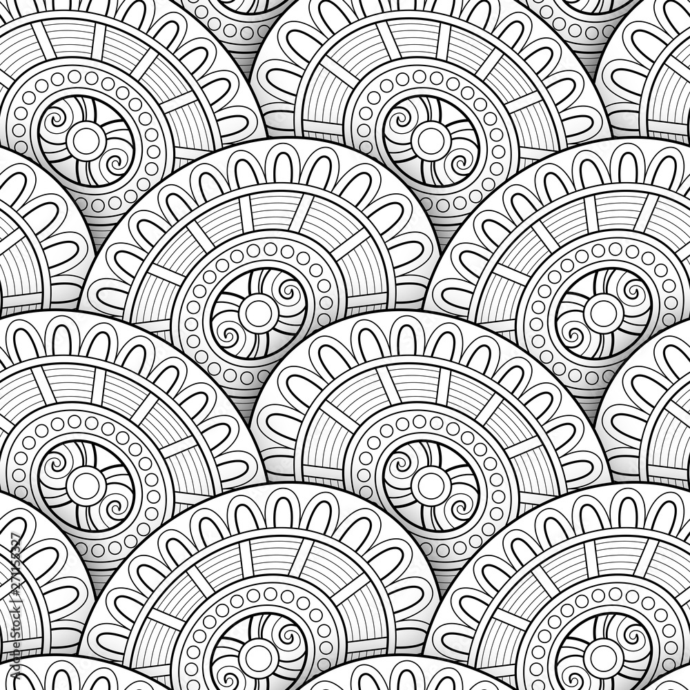 Monochrome Seamless Pattern with Scale Motifs Monochrome Seamless Pattern with Scale Motifs