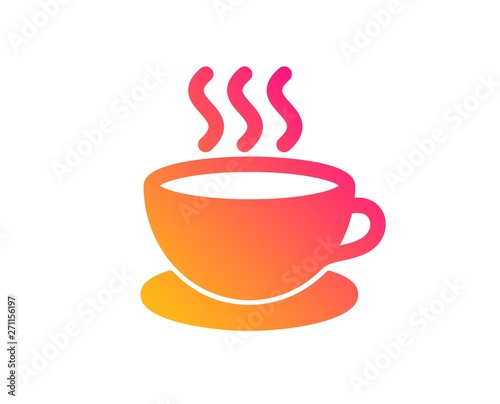 Coffee drink icon. Hot cup sign. Fresh beverage symbol. Classic flat style. Gradient cappuccino icon. Vector