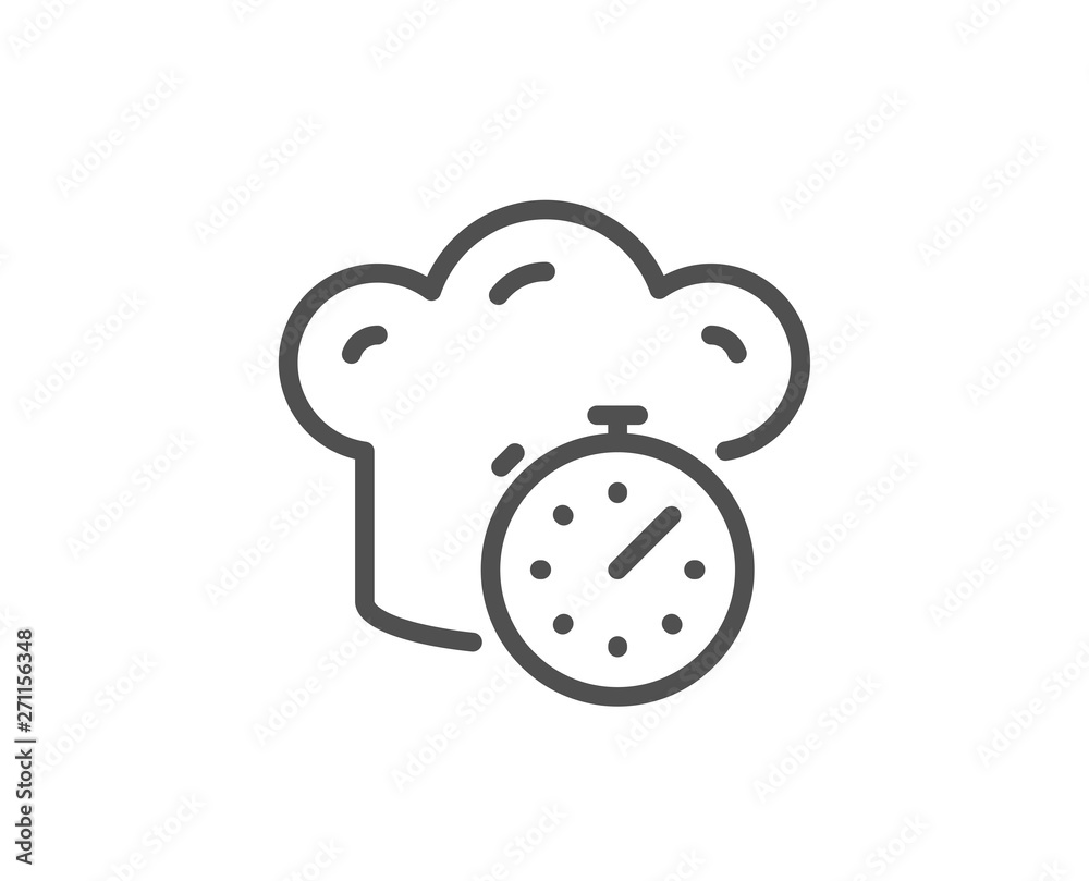 Cooking timer line icon. Frying stopwatch sign. Food preparation symbol. Quality design element. Linear style cooking timer icon. Editable stroke. Vector Cooking timer line icon. Frying stopwatch sign. Food preparation symbol. Quality design element. Linear style cooking timer icon. Editable stroke. Vector