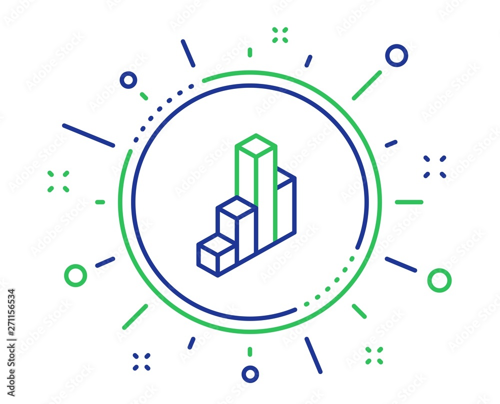 Obraz premium Diagram chart line icon. Column 3d graph sign. Market analytics symbol. Quality design elements. Technology 3d chart button. Editable stroke. Vector