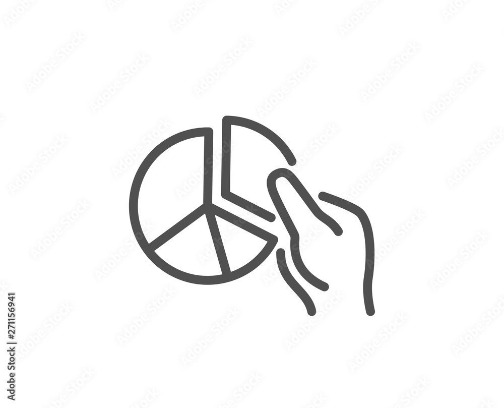 Pie chart line icon. Presentation graph sign. Market analytics symbol. Quality design element. Linear style pie chart icon. Editable stroke. Vector Pie chart line icon. Presentation graph sign. Market analytics symbol. Quality design element. Linear style pie chart icon. Editable stroke. Vector