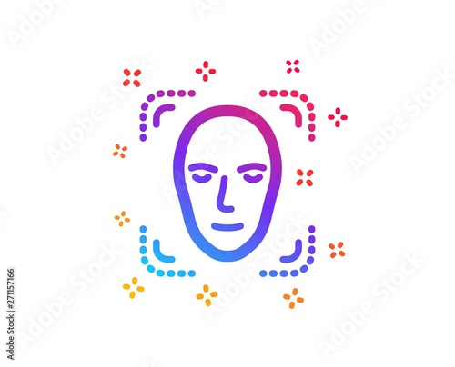 Face detection icon. Head recognition sign. Identification symbol. Dynamic shapes. Gradient design face detection icon. Classic style. Vector