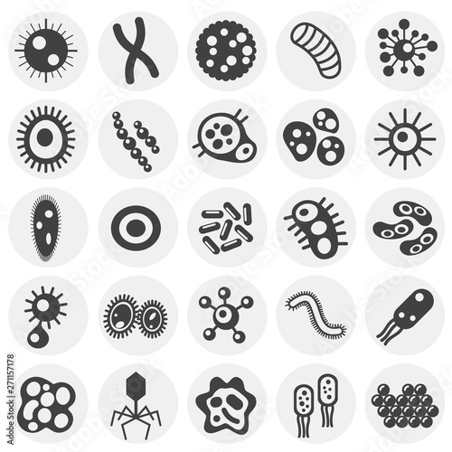 Microbe icons set on background for graphic and web design. Simple illustration. Internet concept symbol for website button or mobile app.