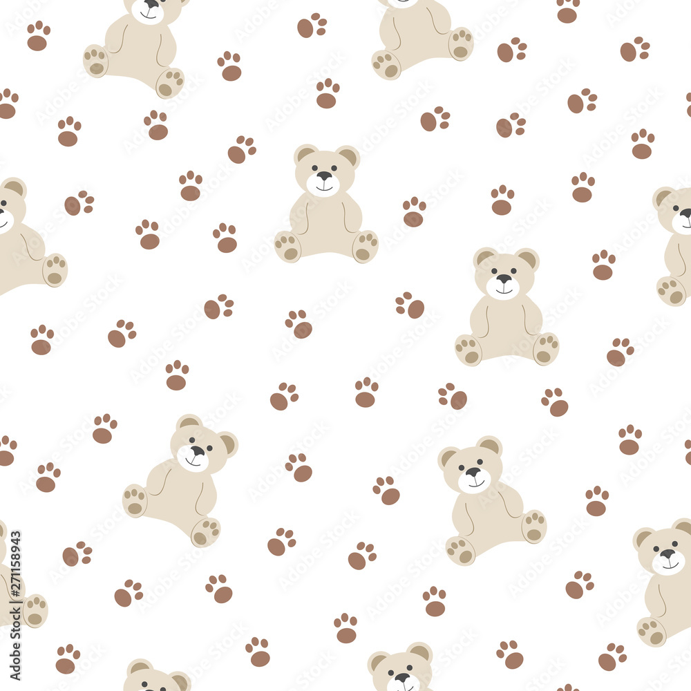 Cute seamless pattern with animal bear 