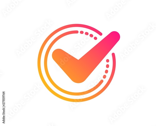 Check mark icon. Accepted or Approve sign. Tick symbol. Classic flat style. Gradient confirmed icon. Vector