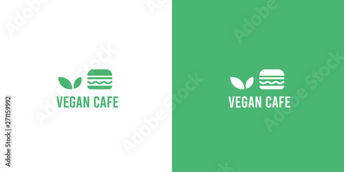 Modern green flat organic vegan burger cafe logo