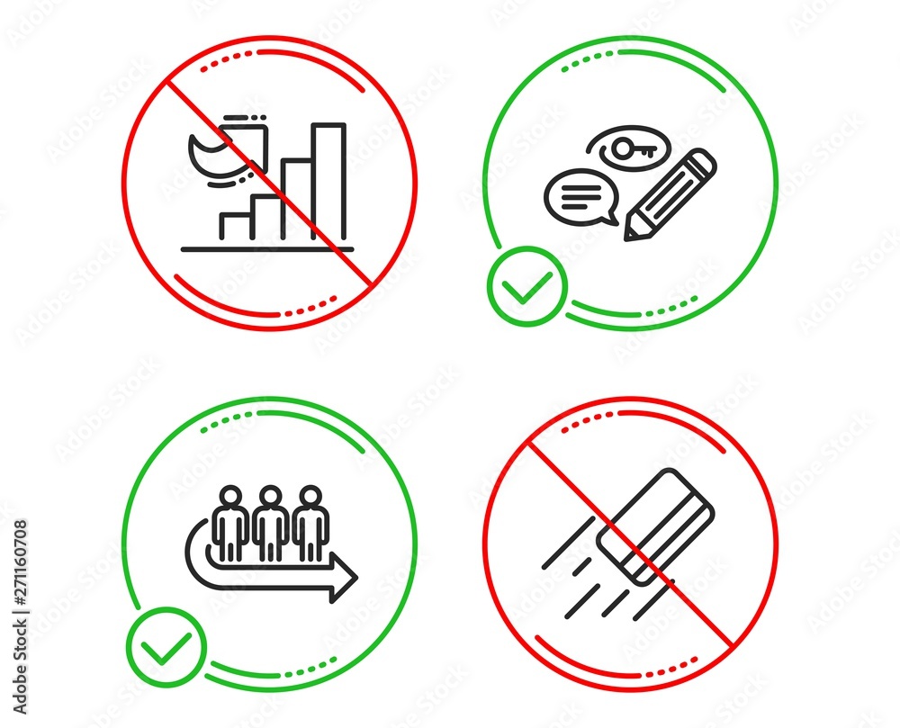 Do or Stop. Growth chart, Keywords and Queue icons simple set. Credit card sign. Diagram graph, Pencil with key, People waiting. Bank payment. Line growth chart do icon. Prohibited ban stop. Vector Do or Stop. Growth chart, Keywords and Queue icons simple set. Credit card sign. Diagram graph, Pencil with key, People waiting. Bank payment. Line growth chart do icon. Prohibited ban stop. Vector