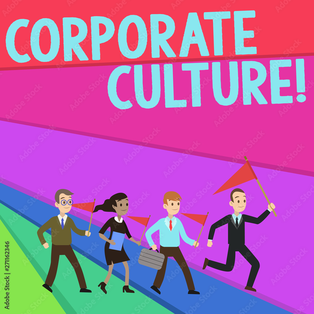 Text sign showing Corporate Culture. Business photo text beliefs and attitudes that characterize a company People Crowd Flags Pennants Headed by Leader Running Demonstration Meeting Text sign showing Corporate Culture. Business photo text beliefs and attitudes that characterize a company People Crowd Flags Pennants Headed by Leader Running Demonstration Meeting