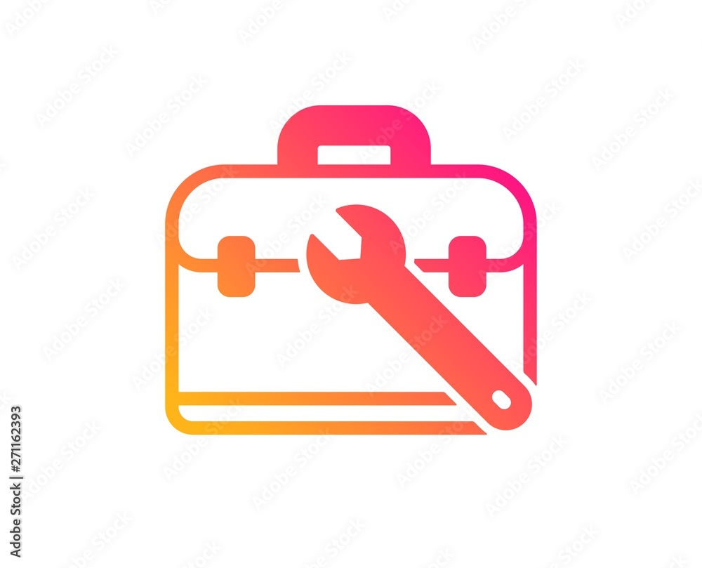 Spanner tool icon. Repair tool case sign. Fix instruments symbol. Classic flat style. Gradient tool case icon. Vector