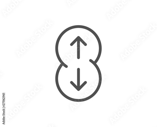 Scroll down button line icon. Scrolling screen sign. Swipe page. Quality design element. Linear style scroll down icon. Editable stroke. Vector