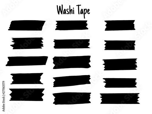 Modern Washi tape set. Scrapbooking collection, border banners isolated on white