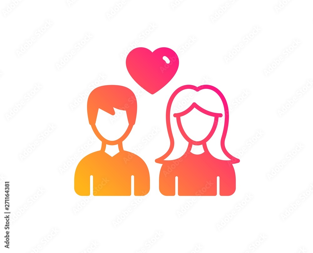 Couple with Heart icon. Users Group sign. Male and Female Person silhouette symbol. Classic flat style. Gradient couple love icon. Vector Couple with Heart icon. Users Group sign. Male and Female Person silhouette symbol. Classic flat style. Gradient couple love icon. Vector