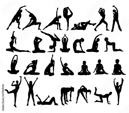 Yoga Sport Activity Silhouettes, art vector design