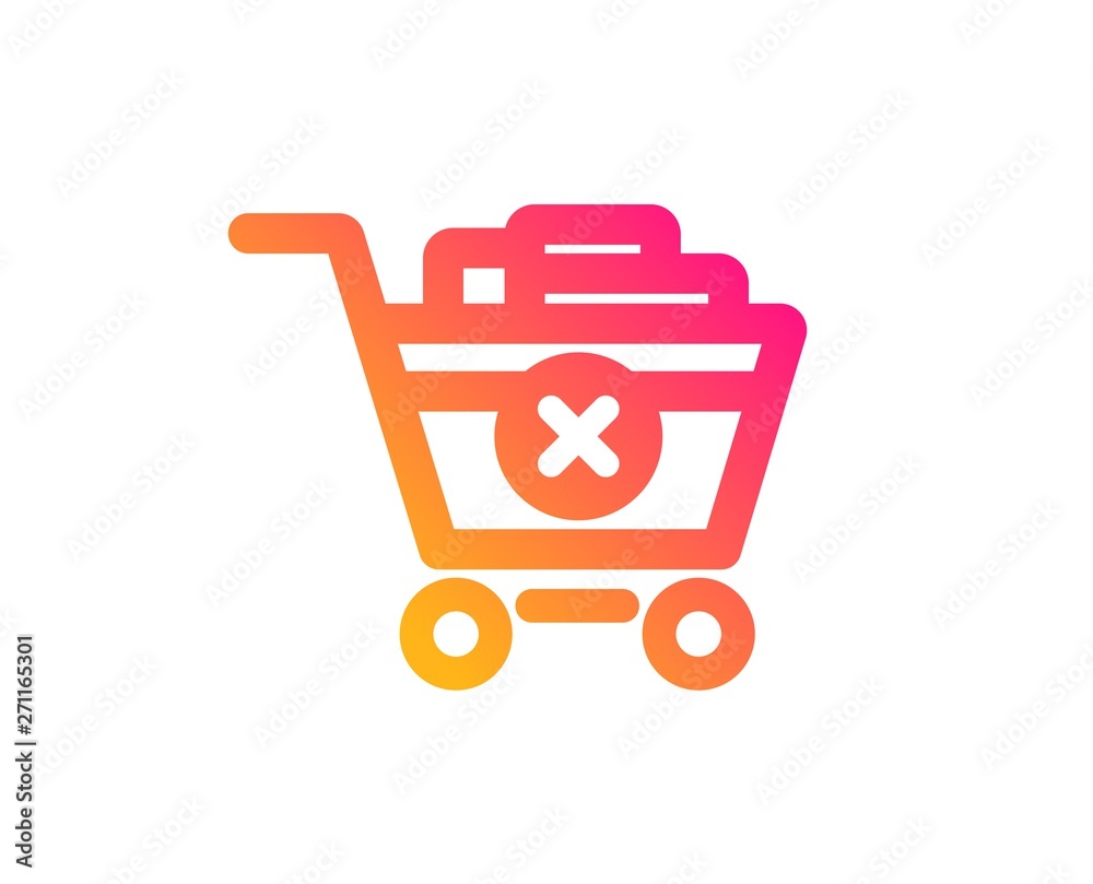 Remove Shopping cart icon. Online buying sign. Supermarket basket symbol. Classic flat style. Gradient remove purchase icon. Vector Remove Shopping cart icon. Online buying sign. Supermarket basket symbol. Classic flat style. Gradient remove purchase icon. Vector
