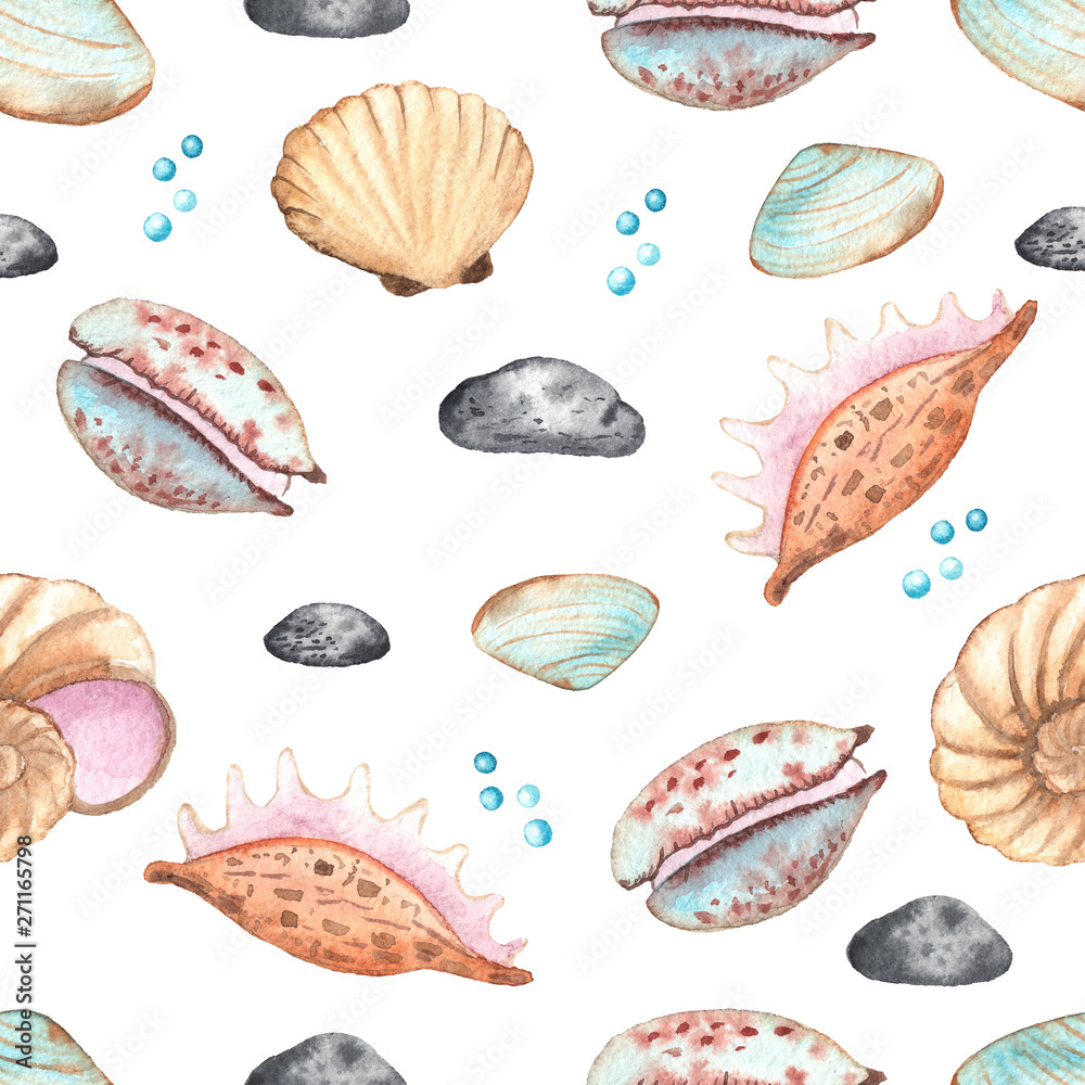 Watercolor children's seamless patterns with underwater creatures: whale, turtle, crab, octopus, starfish, narwhal, jellyfish, seaweed, corals, shells for baby shower, shirt design, invitations Watercolor children's seamless patterns with underwater creatures: whale, turtle, crab, octopus, starfish, narwhal, jellyfish, seaweed, corals, shells for baby shower, shirt design, invitations