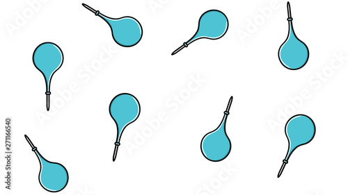 Seamless pattern texture of endless repeating medical rubber blue enema pears for cleaning the intestines on a white background. Vector illustration