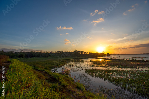Beautiful sunsets on the banks of the river Indonesia in Java