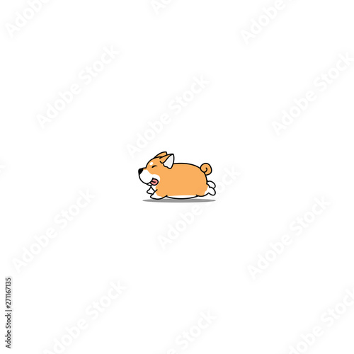 Fat shiba inu dog running cartoon icon, vector illustration